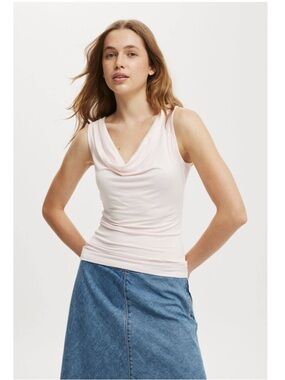 Cotton On Sleeveless Cowl Neck Tank Top - White